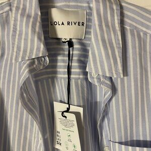 Lola River Women's Light Blue Stripe Button-Down Shirt